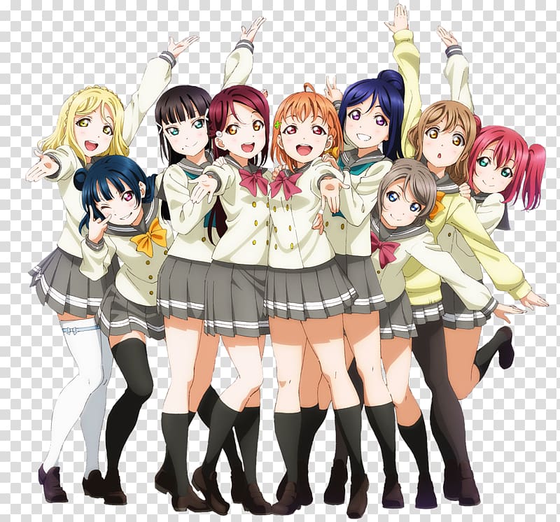 Aqours Love Live! Sunshine!! Landing action Yeah!! Song Lyrics, let love grow transparent background PNG clipart