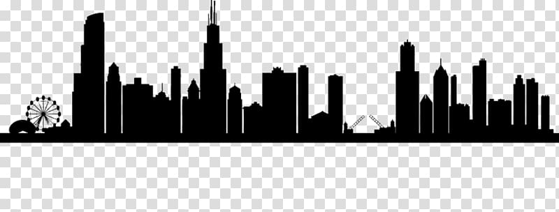 Chicago Skyline Drawing, Silhouette transparent background PNG clipart