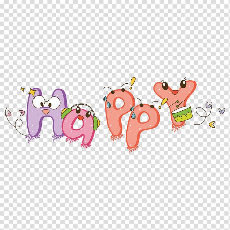 Typeface Cartoon, happy transparent background PNG clipart