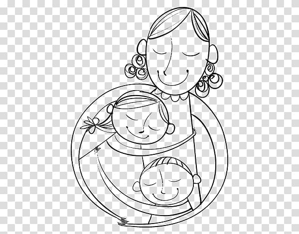 Drawing Coloring book Mother Son Child, mom hug transparent background PNG clipart