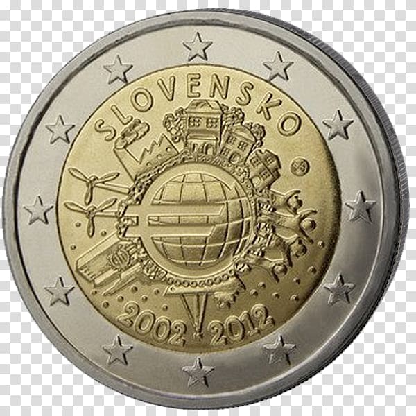 Slovakia 2 euro commemorative coins Euro coins 2 euro coin, official irish currency transparent background PNG clipart