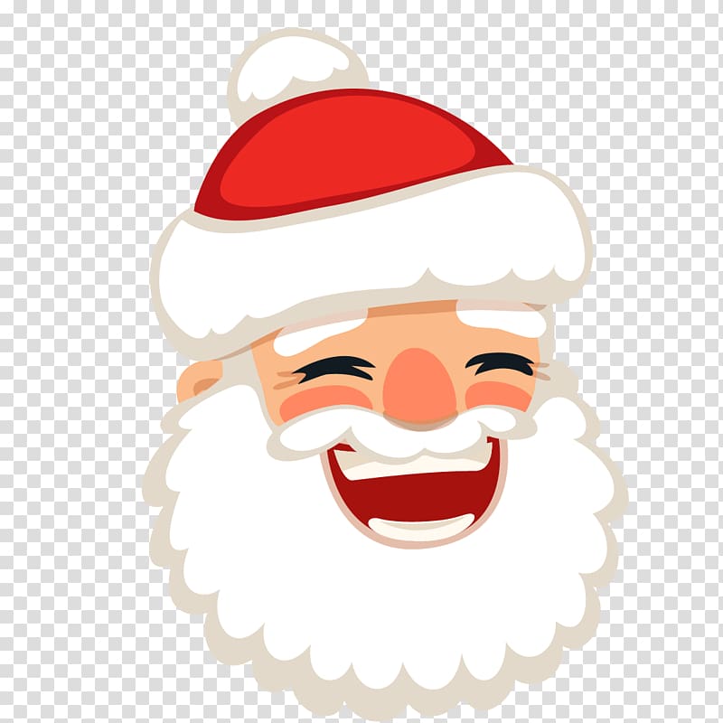 Santa Claus Reindeer Christmas, Laughing Santa head transparent background PNG clipart