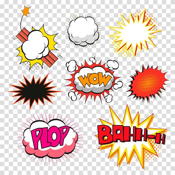 eight assorted-color , Comics Speech balloon Illustration, Explosion bubble transparent background PNG clipart