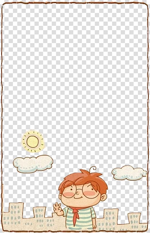 boy wearing eyeglasses illustration, Cartoon Comics Illustration, Cartoon Border transparent background PNG clipart