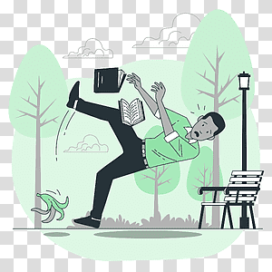 illustration, Slipping with a banana, fall, food, balance, people, park, problem transparent background PNG clipart thumbnail