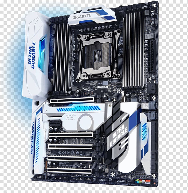 The Motherboard Created for Professional Designers GA-X99-Designare EX Intel X99 LGA 2011, cartoon motherboard transparent background PNG clipart