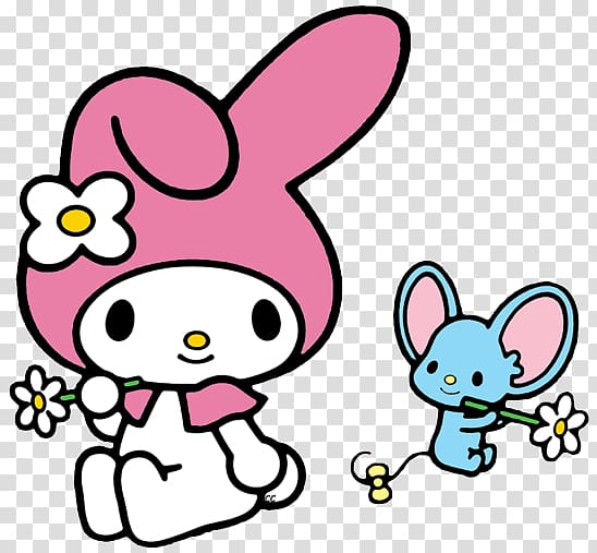 of Melody and blue mouse, My Melody Hello Kitty Character , my melody transparent background PNG clipart
