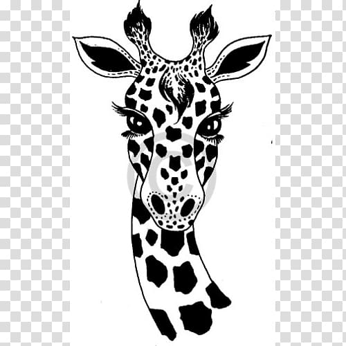 Giraffe Drawing Black and white Art, elephant motif transparent background PNG clipart