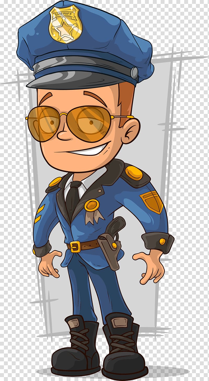 man wearing police uniform art, Cartoon Police officer , Cartoon police officer transparent background PNG clipart