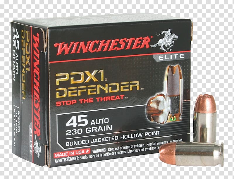 Hollow-point bullet .45 ACP Winchester Repeating Arms Company Full metal jacket bullet, .45 ACP transparent background PNG clipart