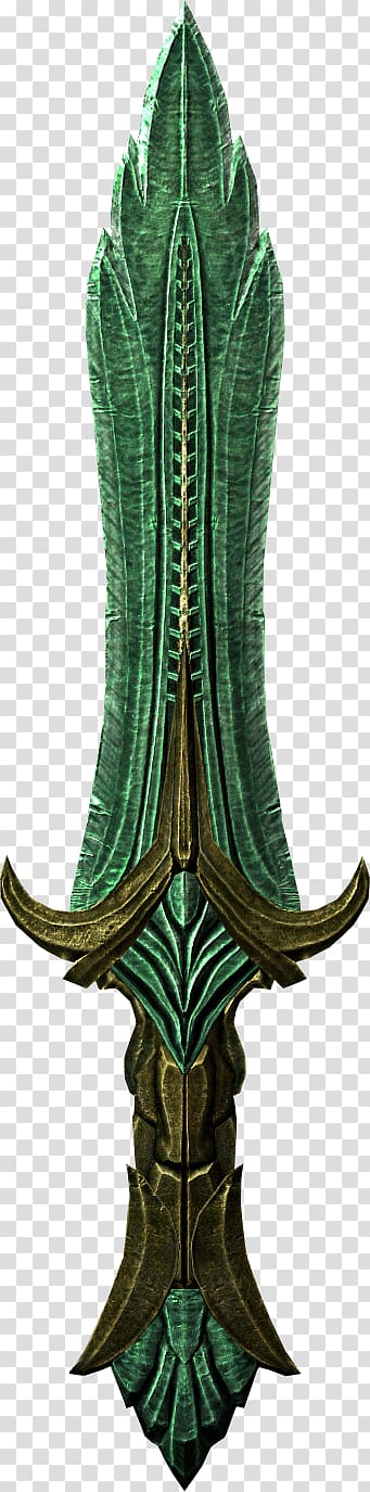 green and brown sword decor, Elder Scrolls Skyrim Glass Dagger transparent background PNG clipart