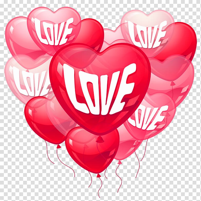 red heart illustration, Valentine's Day Heart Love , Valentines Day Pink Love Heart Baloons transparent background PNG clipart