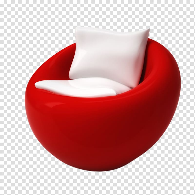 Couch Red White, Spherical red sofa transparent background PNG clipart