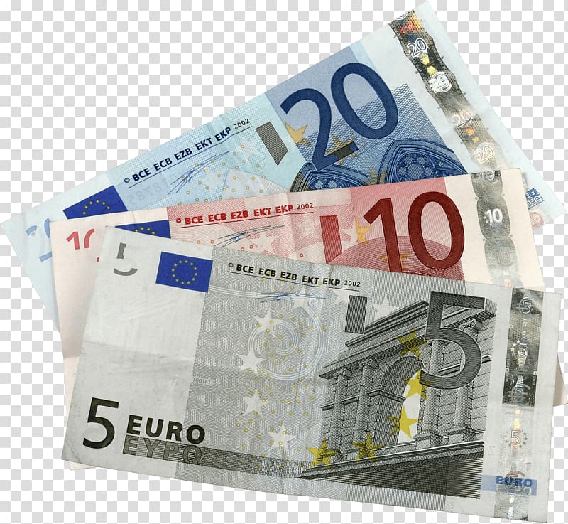 three assorted-denomination banknotes, Money Euro transparent background PNG clipart