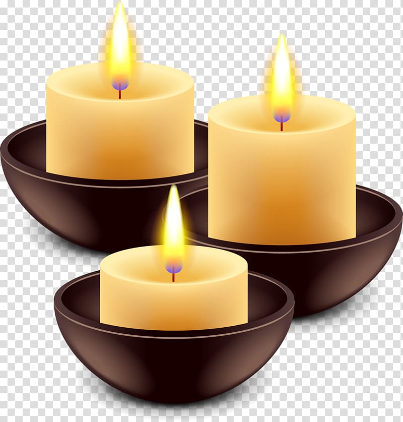 three votive candles, Candle Flame, Hand-painted candles transparent background PNG clipart