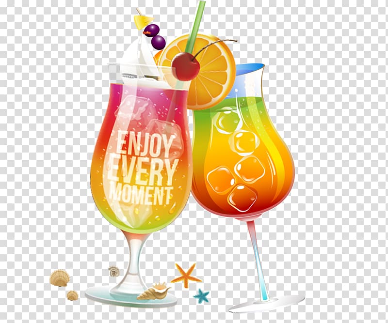 two wine cups , Orange juice Wine cocktail Orange drink, Cartoon juice transparent background PNG clipart