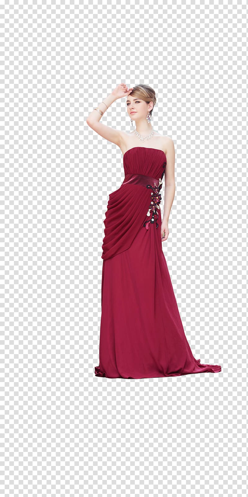 Red Wine Wedding dress, Wine red dress beauty transparent background PNG clipart