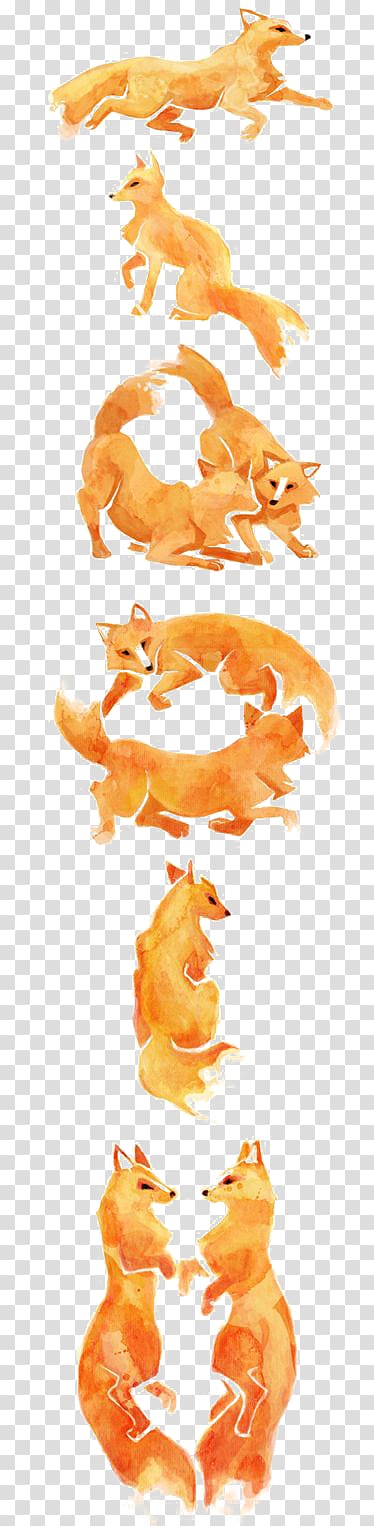 Red fox Watercolor painting Drawing Illustration, Cartoon fox transparent background PNG clipart
