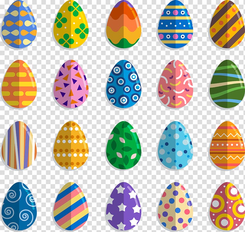 Easter Bunny Easter egg Egg hunt, 20 flattened pattern egg material transparent background PNG clipart