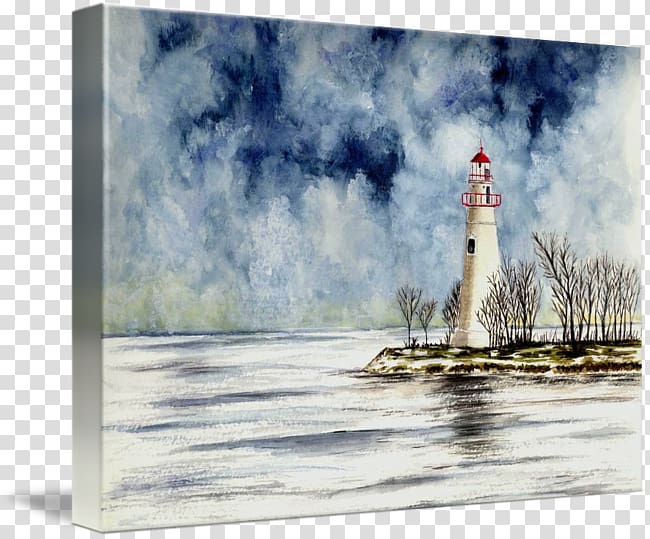 Marblehead Light Painting Lighthouse Lake Erie Canvas print, painting transparent background PNG clipart