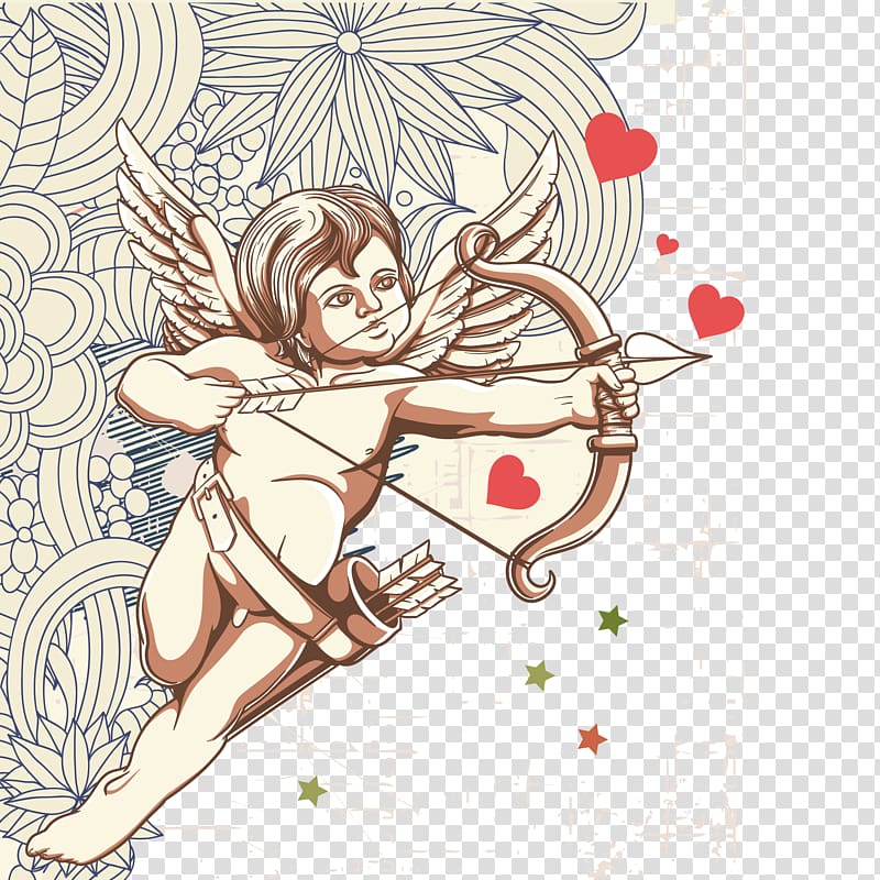 Cupid Illustration, Retro Archery Children transparent background PNG clipart
