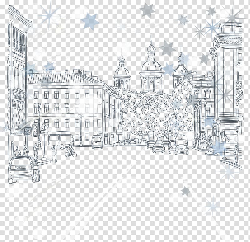 Saint Petersburg Euclidean Illustration, Beautiful background decoration snow city transparent background PNG clipart