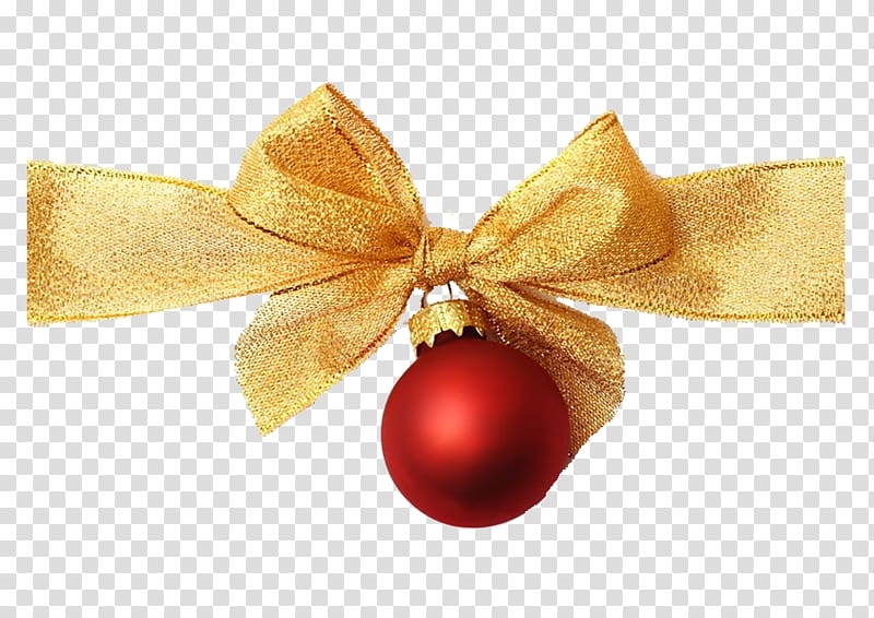 Ribbon Gold Christmas ornament, Christmas bells transparent background PNG clipart