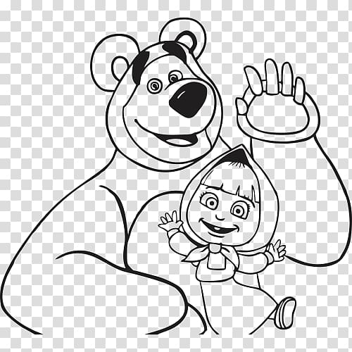 Coloring page Masha and the Bear drawing in the snow | Coloring Masha and  the Bear