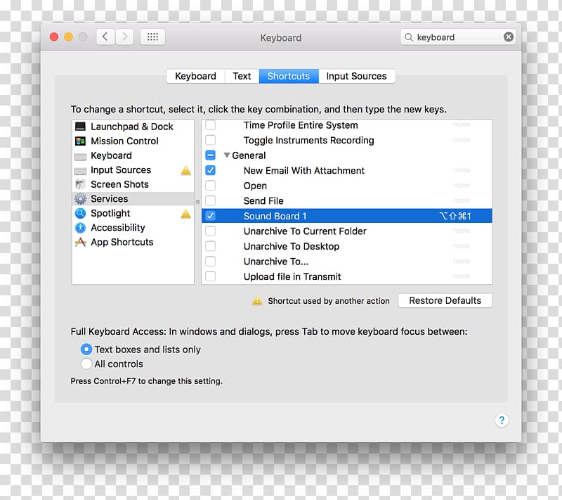 macOS High Sierra macOS Sierra Keyboard shortcut Apple, Sound Board transparent background PNG clipart