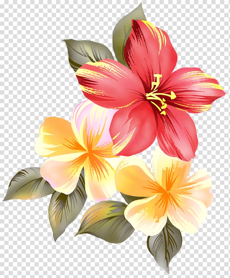 red and yellow 5-petaled flowers illustration, Flower Render, Bouquet of flowers transparent background PNG clipart