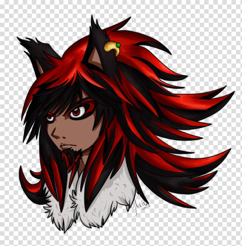 Anime Wolf Demon Girl With White Hair Download - Anime Black Wings - Free  Transparent PNG Clipart Images Download