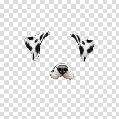 black and white dog ear and nose illustration, Snapchat Filter Dalmatian Dog transparent background PNG clipart