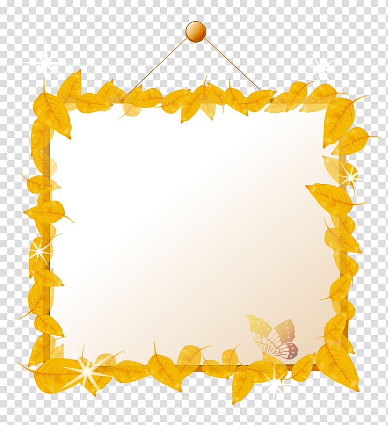 yellow and white foliage border illustration, , Autumn Frame transparent background PNG clipart