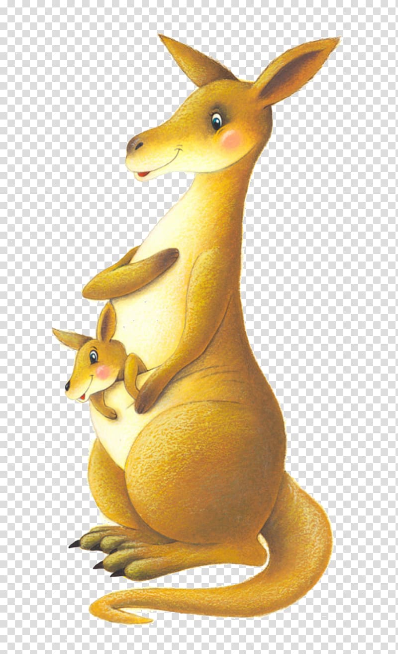 Kangaroo Belle Cartoon Illustration, Cartoon kangaroo mother and son transparent background PNG clipart