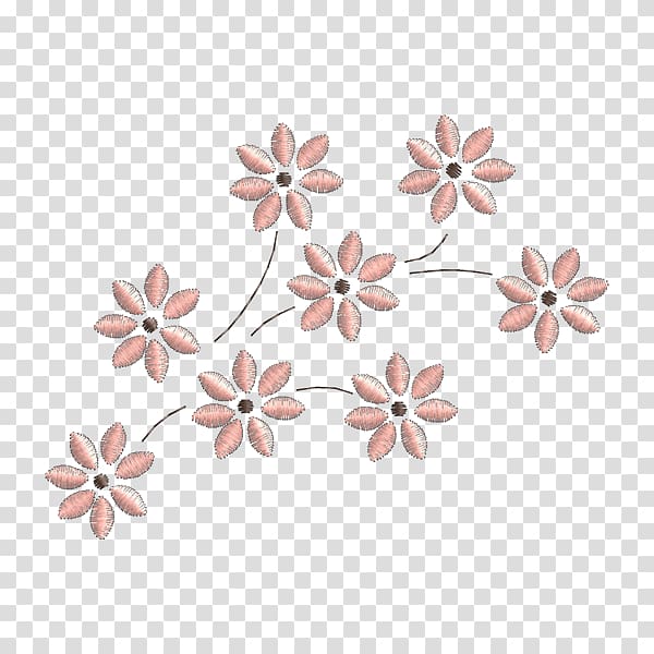pink floral , Machine embroidery Flower Chain stitch Pattern, acuarela transparent background PNG clipart