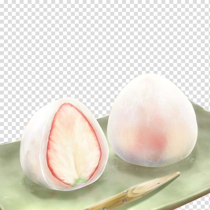 Mochi Daifuku Wagashi Onigiri Dim sum, Strawberry Daifuku transparent background PNG clipart