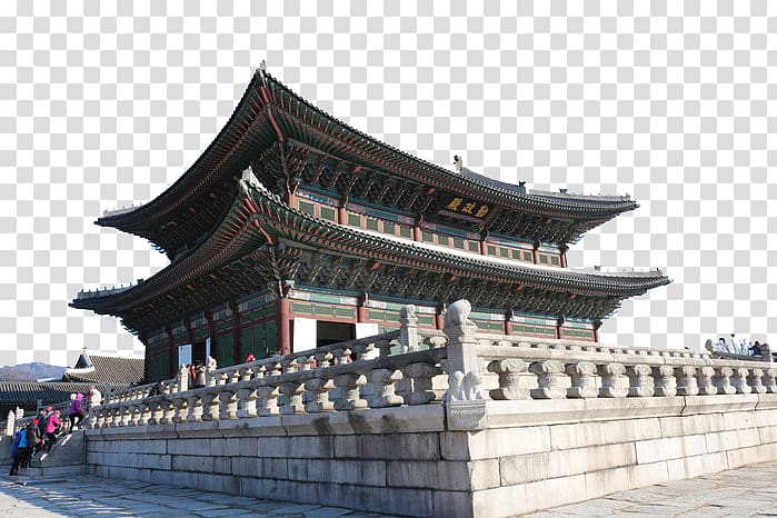 gray and black pagoda temple, Gyeongbokgung Landmark Palace Tourist attraction, Seoul, South Korea Gyeongbokgung Palace twelve transparent background PNG clipart
