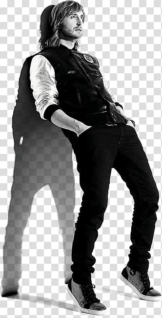 man wearing black and white jacket, On A Wall David Guetta transparent background PNG clipart