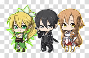 Asuna Kirito Sinon Chibi Sword Art Online, sword art transparent background PNG clipart thumbnail
