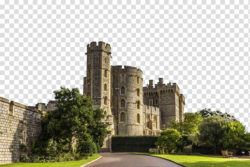 gray concrete castle , Windsor Castle London Middle Ages Palace, Medieval castle transparent background PNG clipart