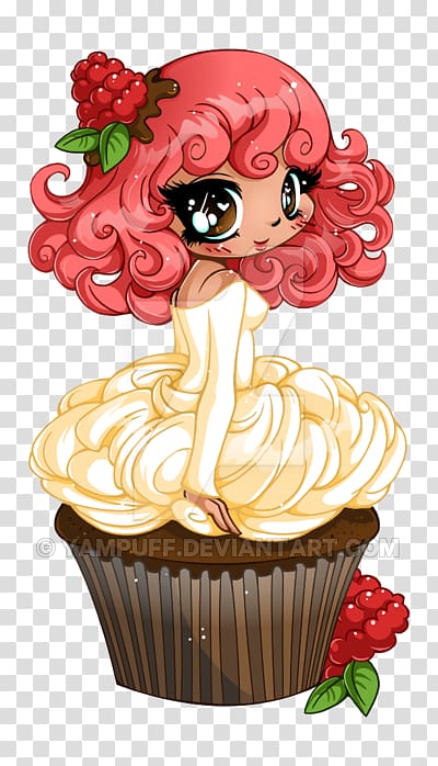 Cupcake Ganache Chibi Babka Red velvet cake, Chibi transparent background PNG clipart