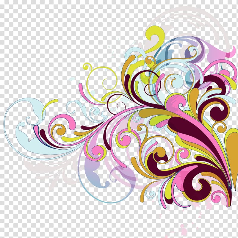 multi-colored paisley print , Color Euclidean Flower, Color flower winding flower rat material transparent background PNG clipart
