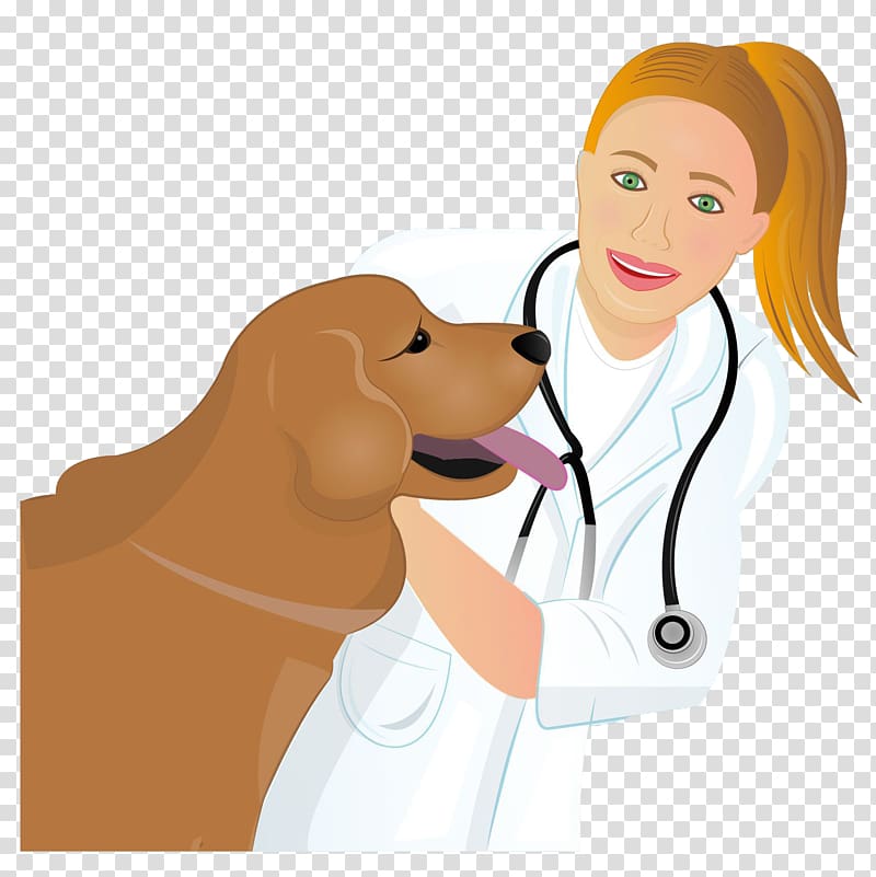 Puppy Dog Physician Pet, Hand painted female pet doctor transparent background PNG clipart