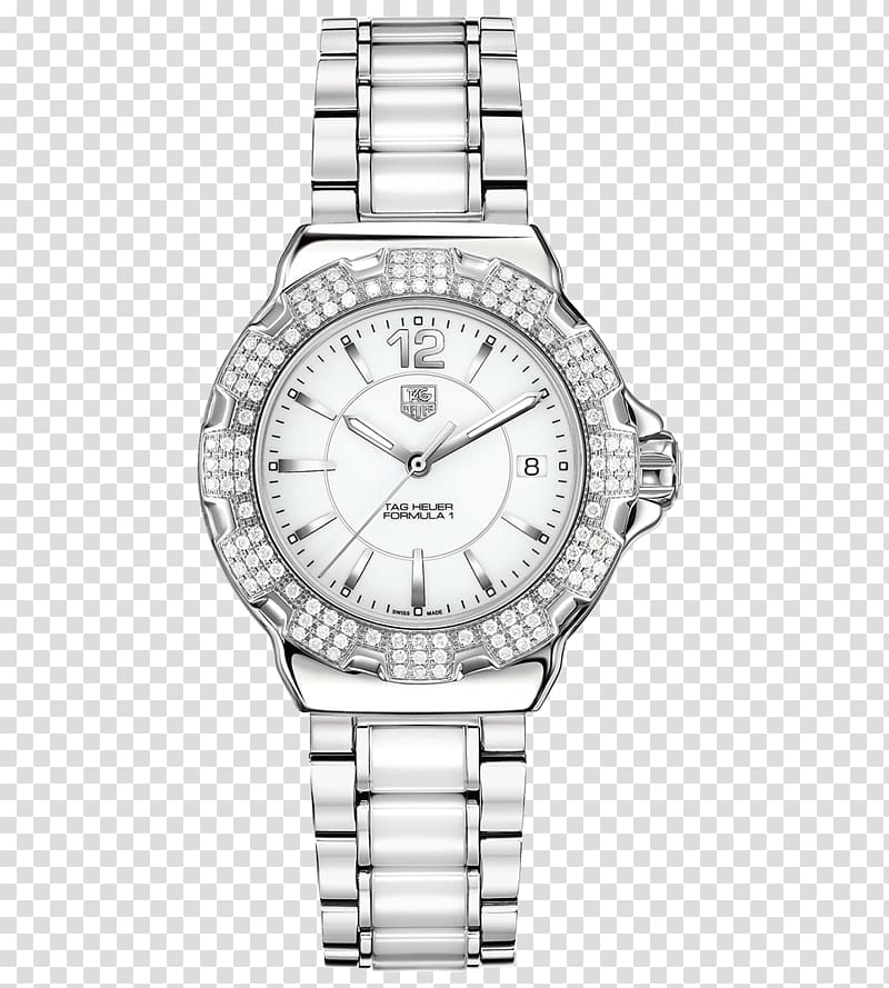 TAG Heuer Watch Quartz clock Diamond Luneta, Tag Heuer watches female form silver watch transparent background PNG clipart