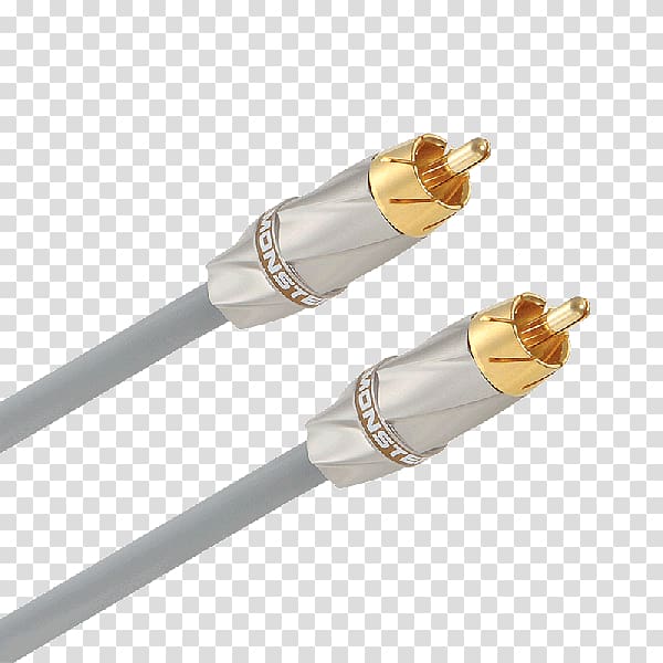 Electrical cable Subwoofer Cable television Monster Cable RCA connector, stereo coaxial cable transparent background PNG clipart