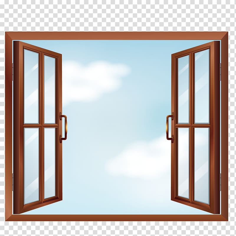 brown casement open window, Window , open windows transparent background PNG clipart