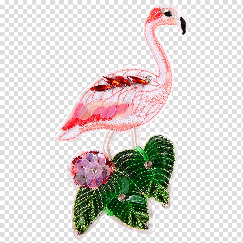 Embroidery Designs Embroidered patch Iron-on Flamingos, folwer transparent background PNG clipart