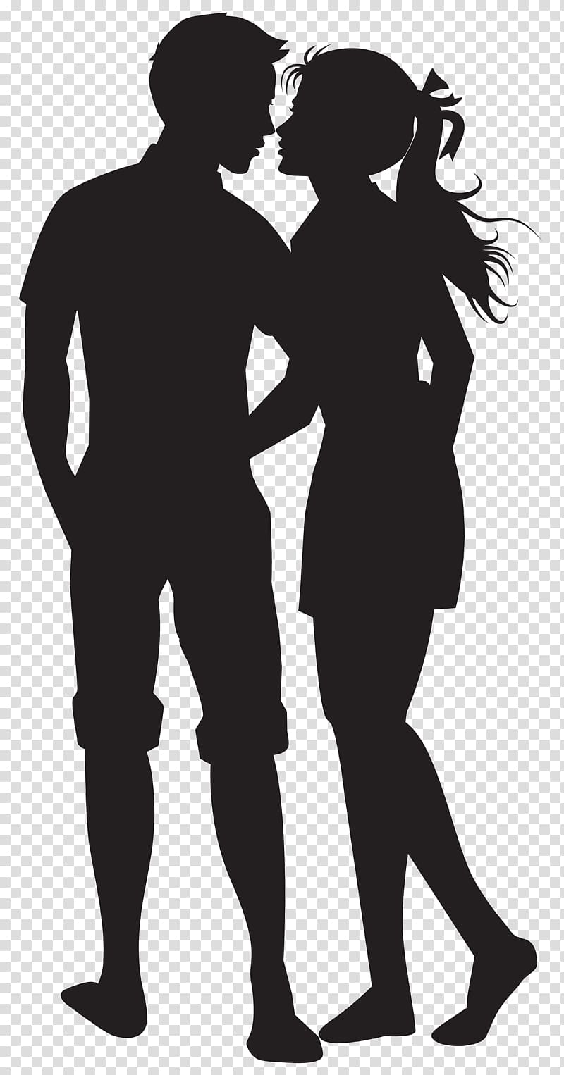 man and woman standing illustration, couple , Couple Silhouettes transparent background PNG clipart