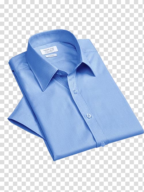 Collar Blue Clothing Shirt, Folded blue dress transparent background PNG clipart
