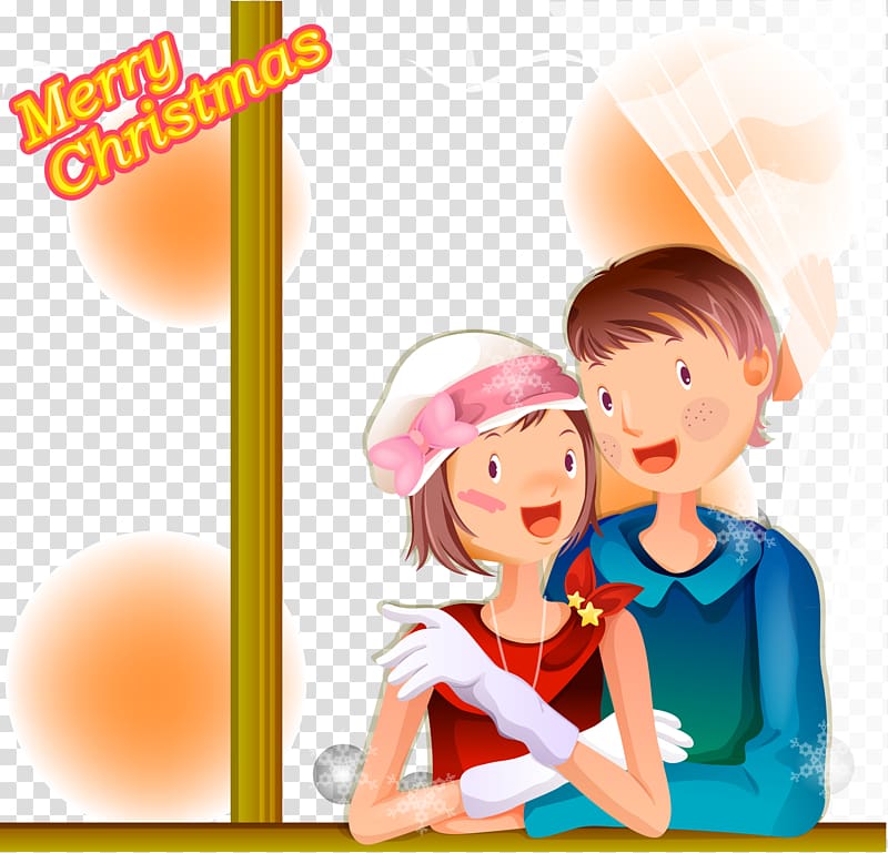 Christmas Love 4K resolution 5K resolution , Couple in the window transparent background PNG clipart